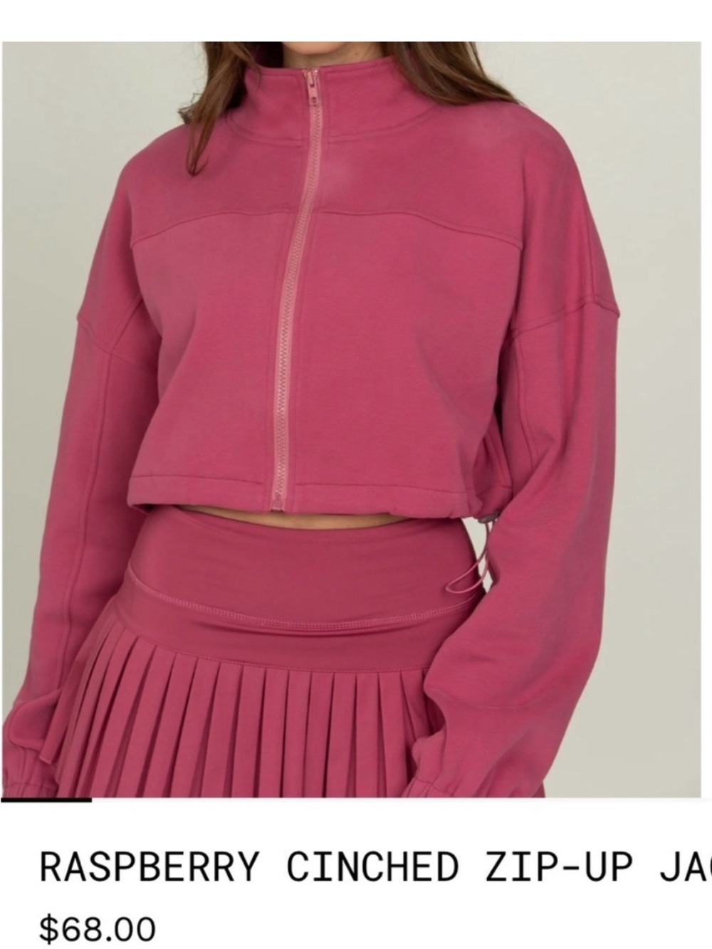 Gold Hinge Raspberry Cinched Zip Up - L